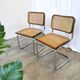 Set of 2 Vintage Cesca Cane Chair: 1970s Italian Mid-Century Modern Dining