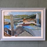 Contemporary "Urban Landscape" Abstract Landscape by British Artist Ian Mood, Framed Oil Painting