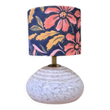 Table lamp, pink Clichy glass base and floral lampshade