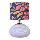 Table lamp, pink Clichy glass base and floral lampshade