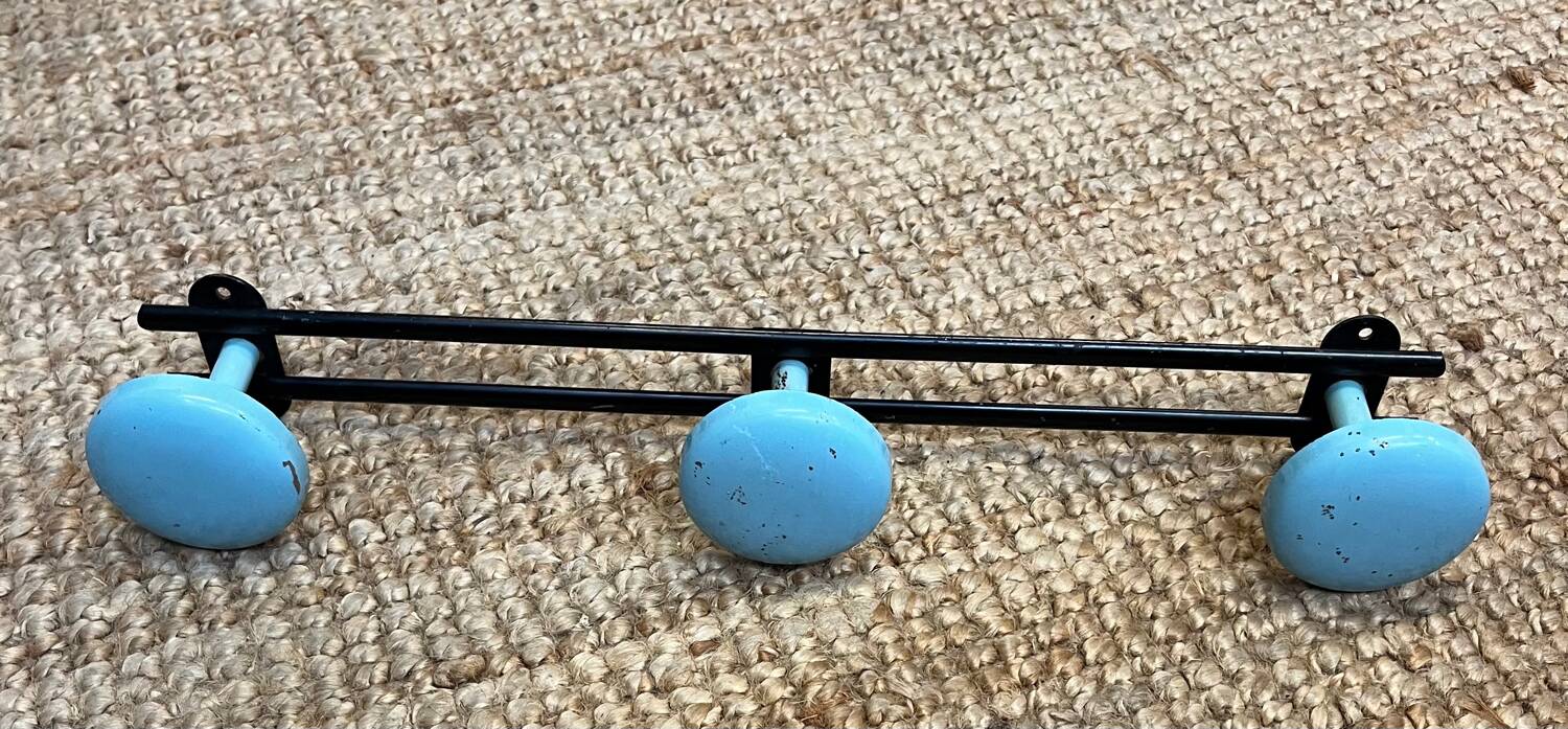 Vintage metal coat rack with 3 hooks
