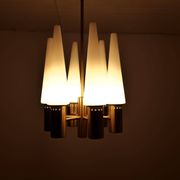 Midcentury brass and opaline ceiling lamp by Hans-Agne Jakobsson, Sweden, 1950s.