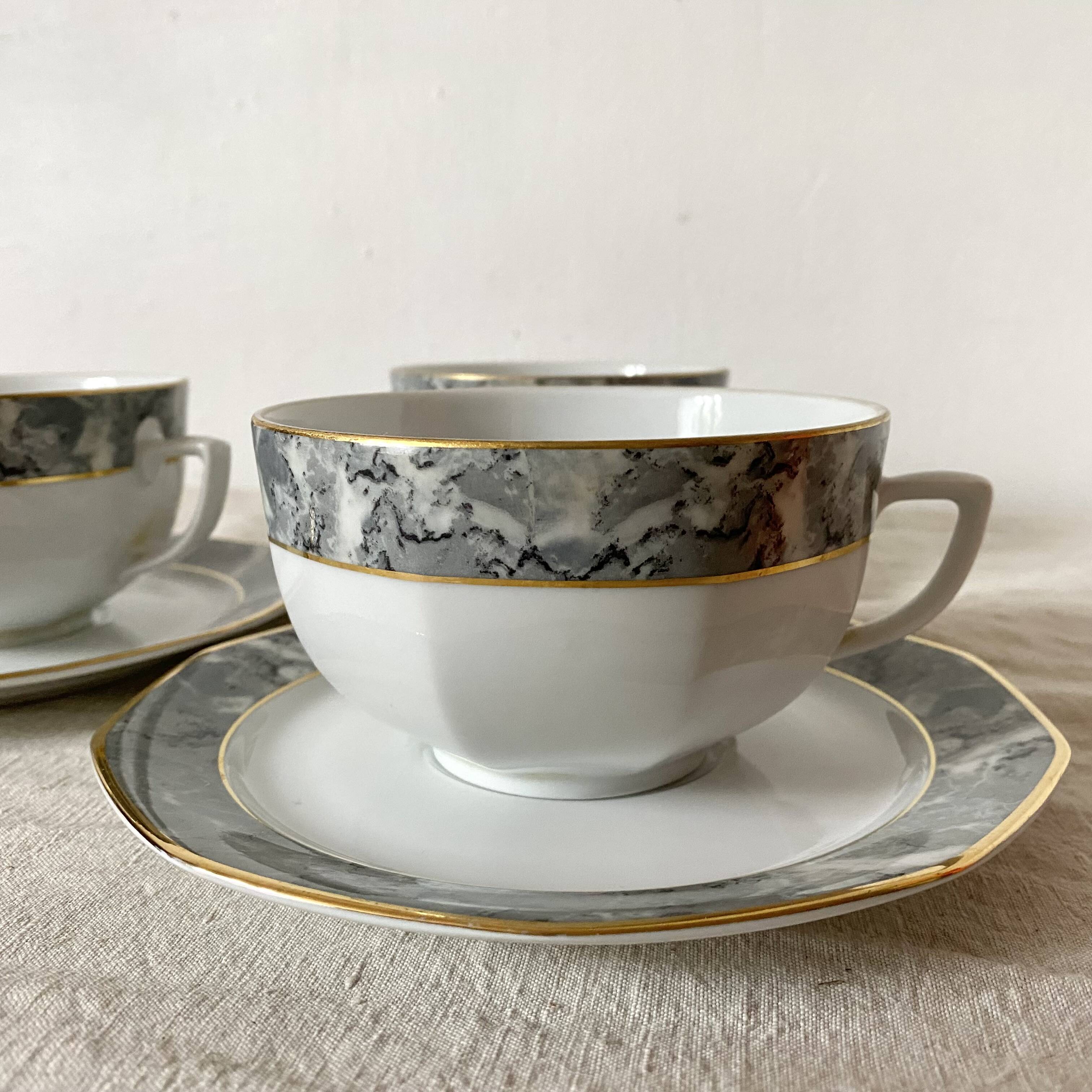 Large 80s model cups, marbled effect, Winterling Bavaria
