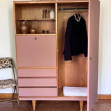 Wardrobe & chest of drawers old pink and wood