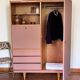 Armoire penderie & commode vieux rose et bois