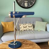 Retro Table Lamp from the 1970s: Articulated Arm, Swivel Shade, Electric Blue Enamel for space age d