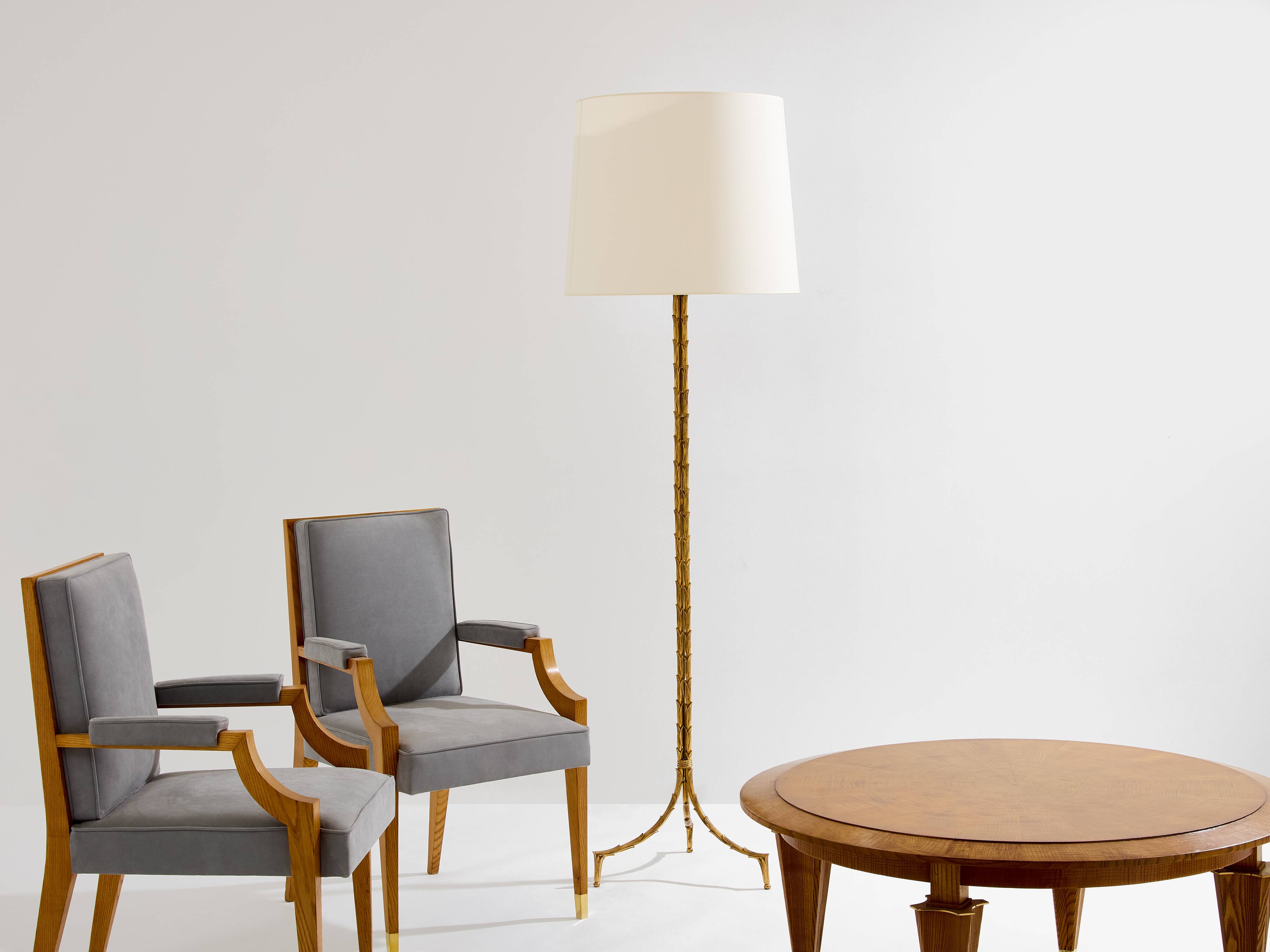 Maison Jansen floor lamp, gilded bronze foliage, circa 1950