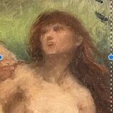 Tableau ancien femmes au bain