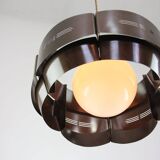 Vintage Italian Metal and Opaline Glass Pendant Lamp, 70s