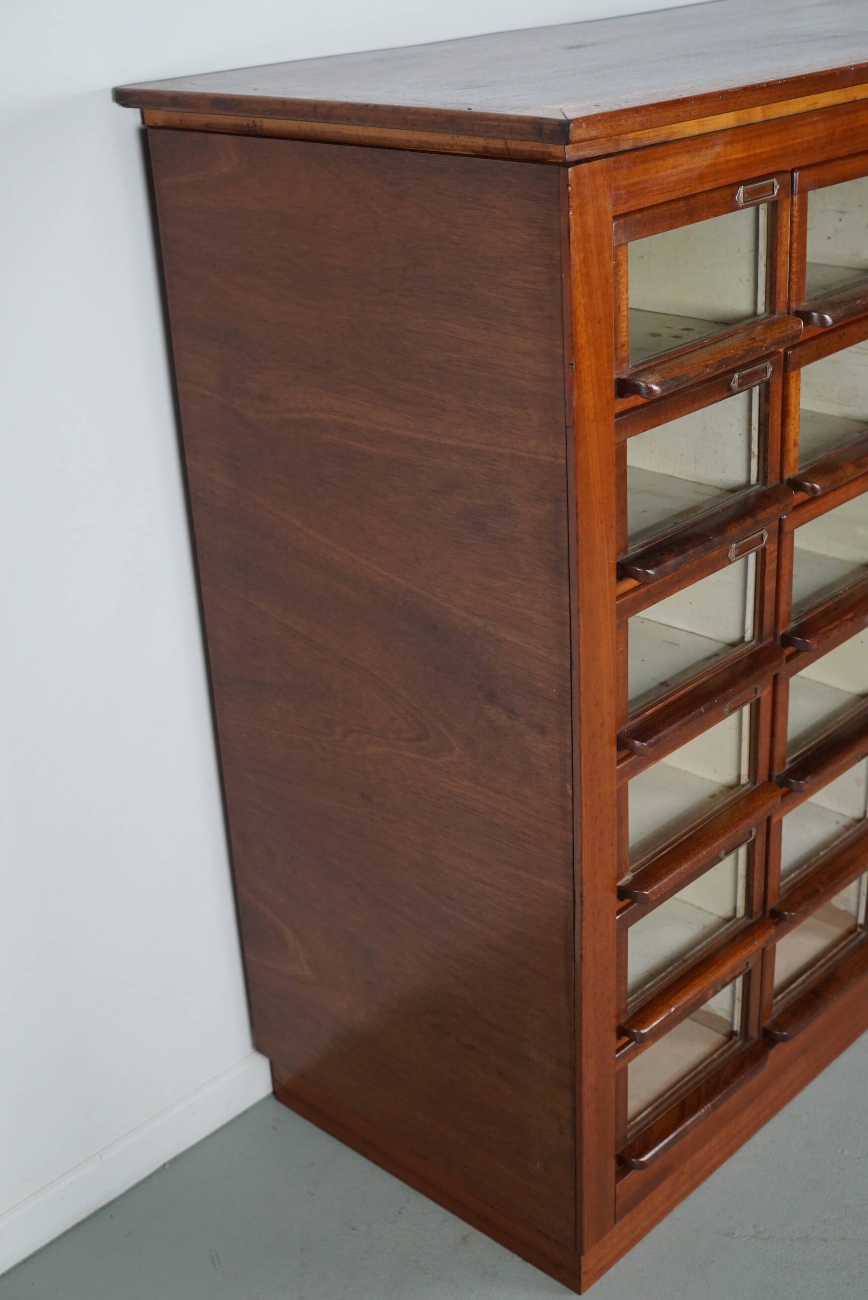 Vintage Dutch Hardwood Haberdashery Shop Cabinet, 1930s