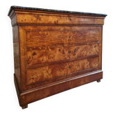 Antique French commode in elm with a marble top, 19th century (circa 1850–1880)