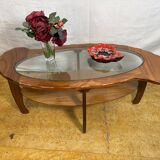 Mid-Century Retro Vintage Teak & Glass Coffee Table 1960  Organic Sculptura