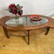 Table basse organique en teck et verre, années 1960
