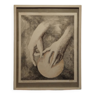 Drawing on paper by Paul Conté