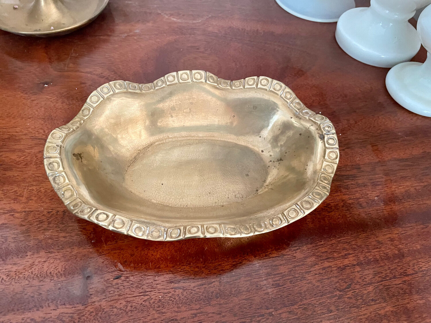 Vintage brass basket tray
