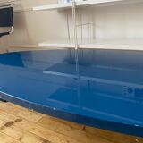 Oval coffee table in blue lacquered wood