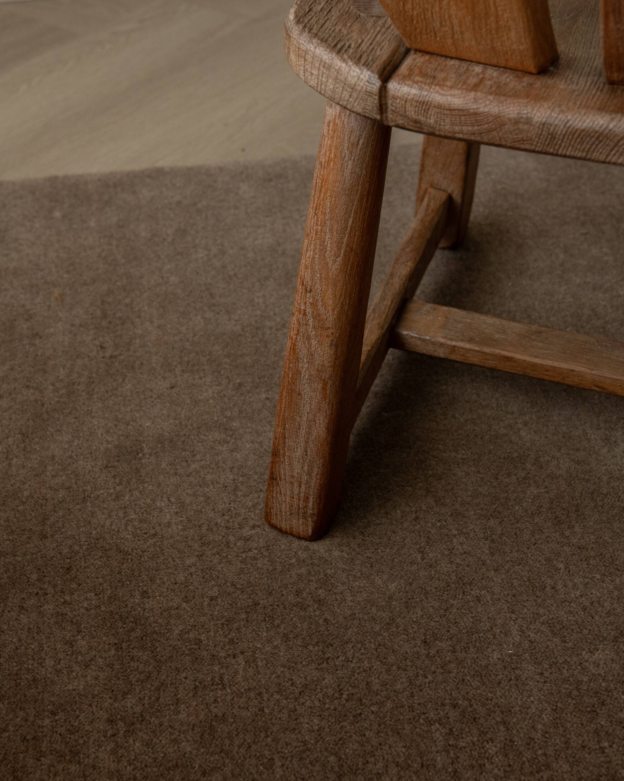 Brutalist Oak Armchair with Sculptural High Back by De Puydt, 1960s