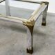 Vintage coffee table in chrome and brass adorned with sculpted leaf details, 1970s