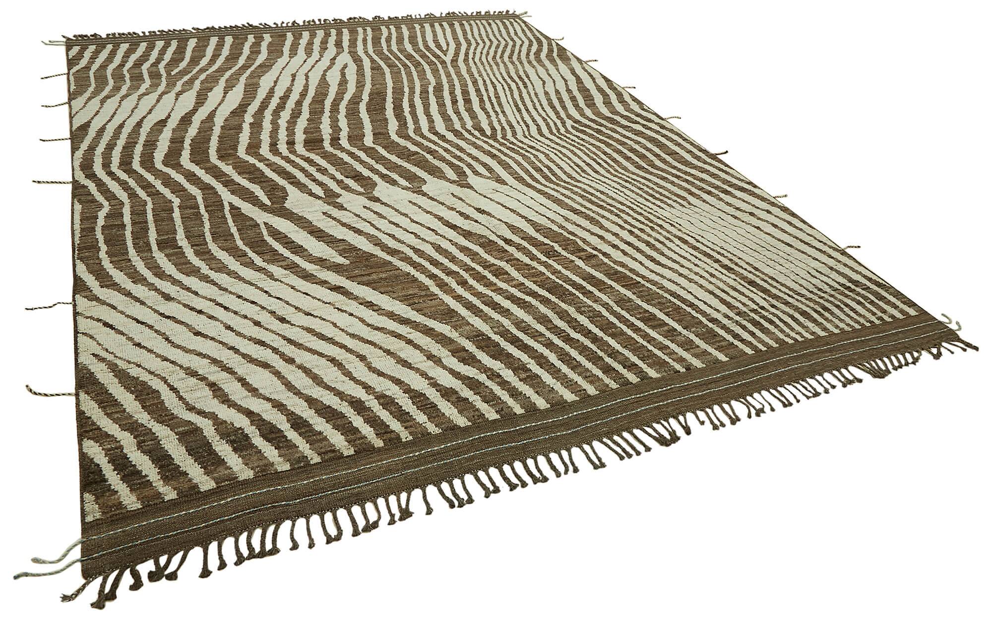 Tapis en laine brun fait main, unique en son genre, 286 cm x 370 cm.