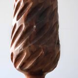 Hand-carved solid wood candle holder