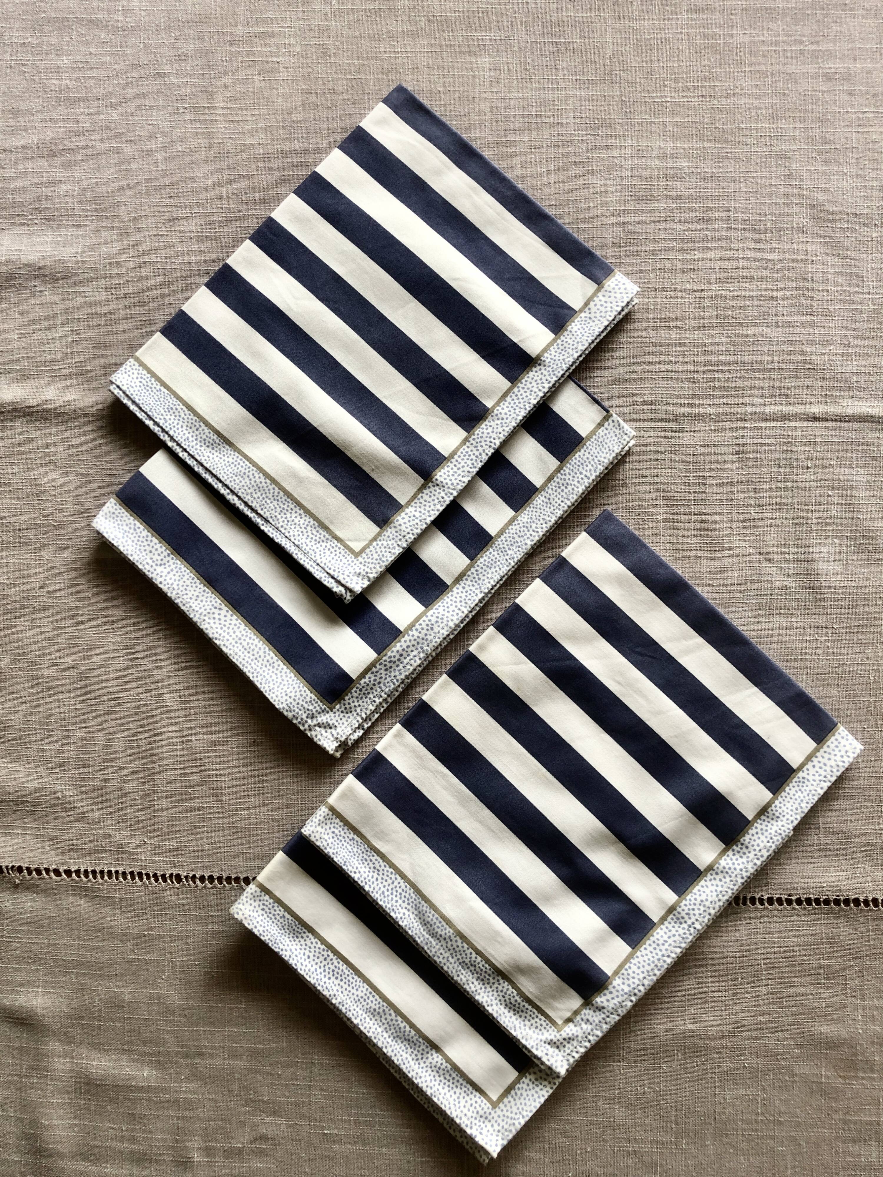 Blue striped napkins