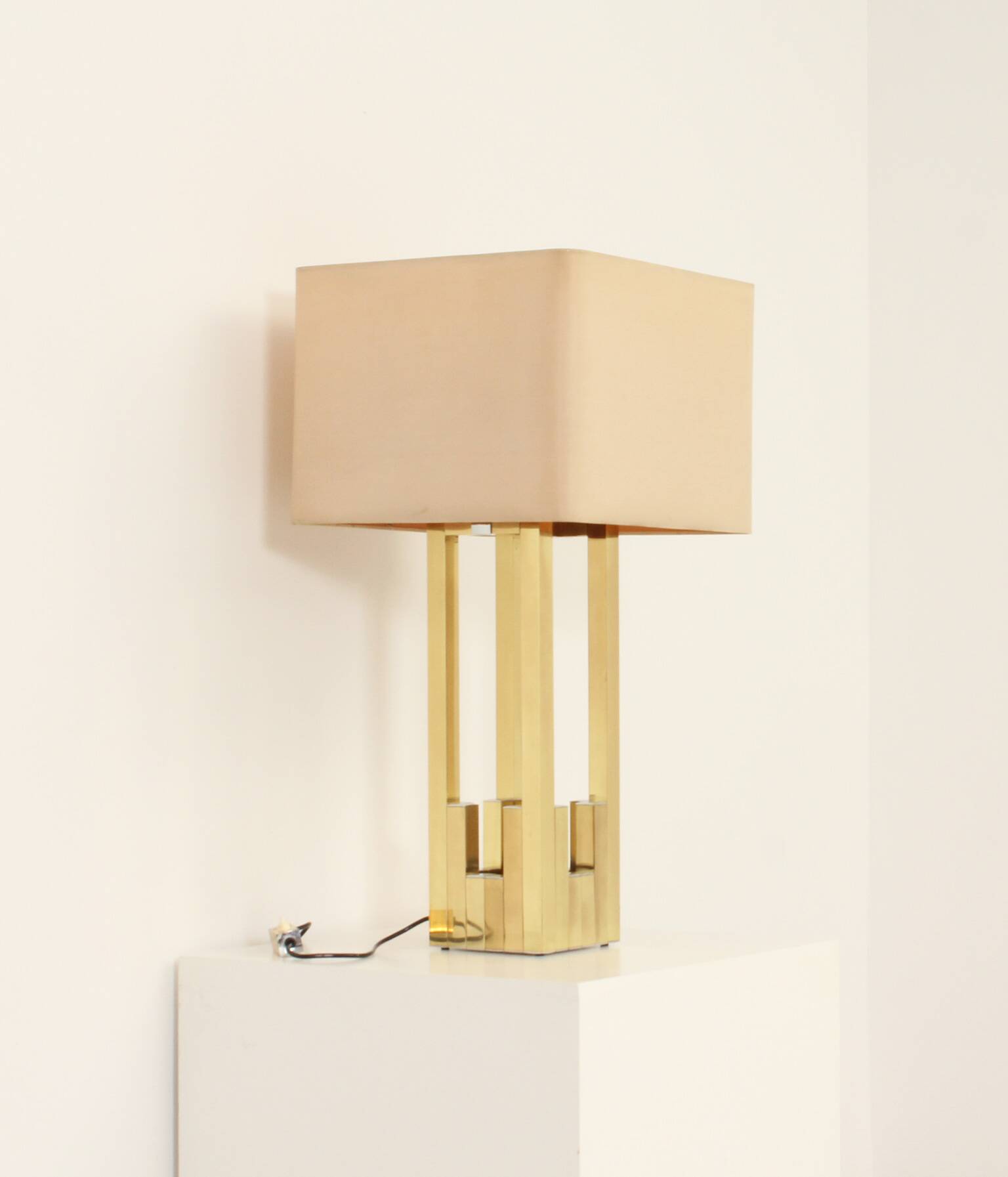 Large brass table lamp Lumica, Spain, 1970s