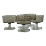 5 smoked glass dessert bowls.