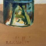 HST painting "Bouquet of flowers" by Angelo Cesare CHIELLINI (1916-1991) Italy