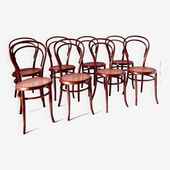 Bentwood and cane dining chairs, set of eight, Jacob & Josef Kohn, Austria 1900s