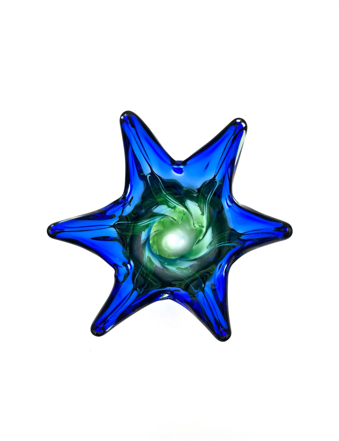 Sculptural Murano Vase – Cobalt Blue & Green - circa 1960