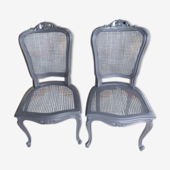 Pair of Louis XV style canned chairs