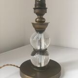 Lampe à poser d’époque moderniste en verre et laiton