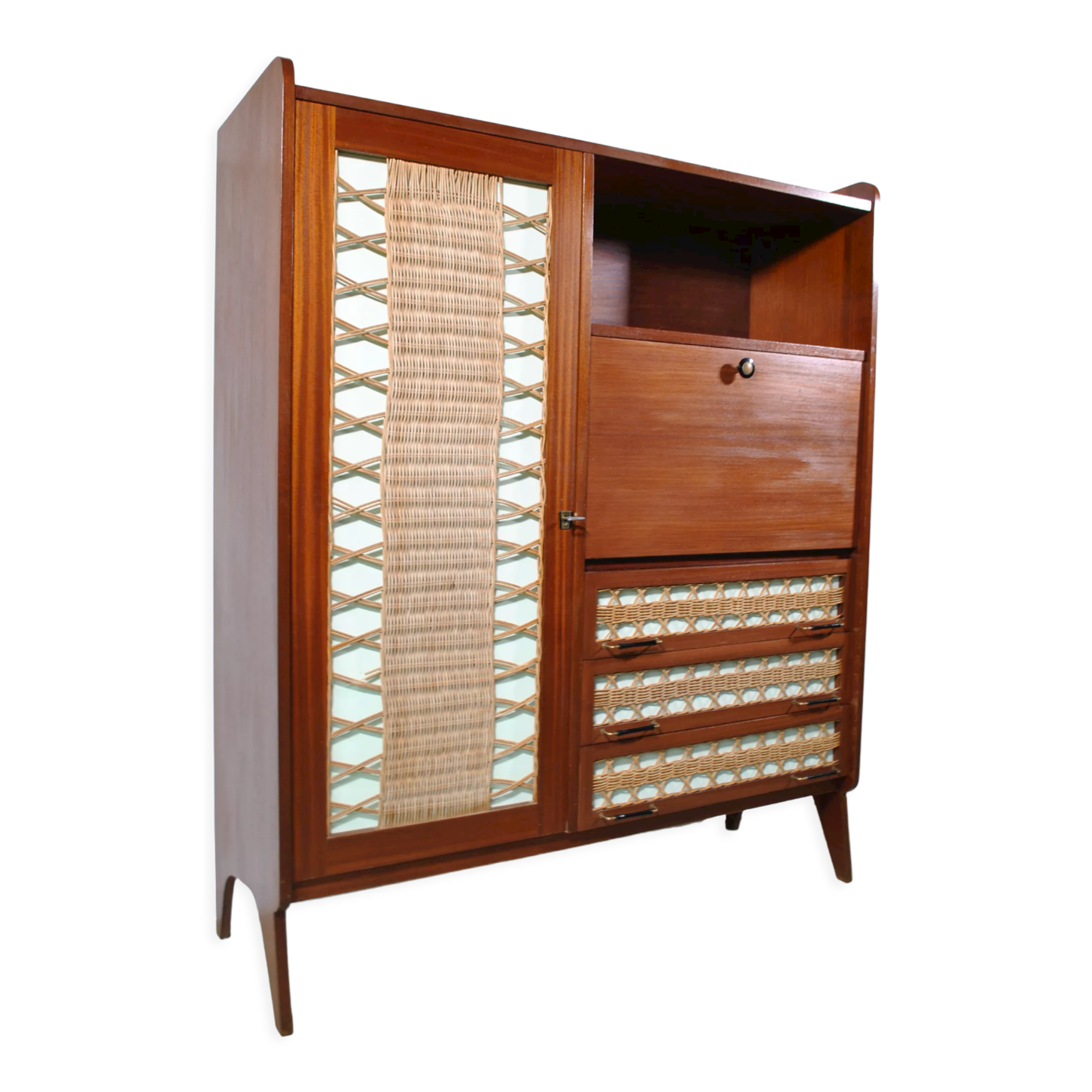 Rattan secretary cabinet 1960