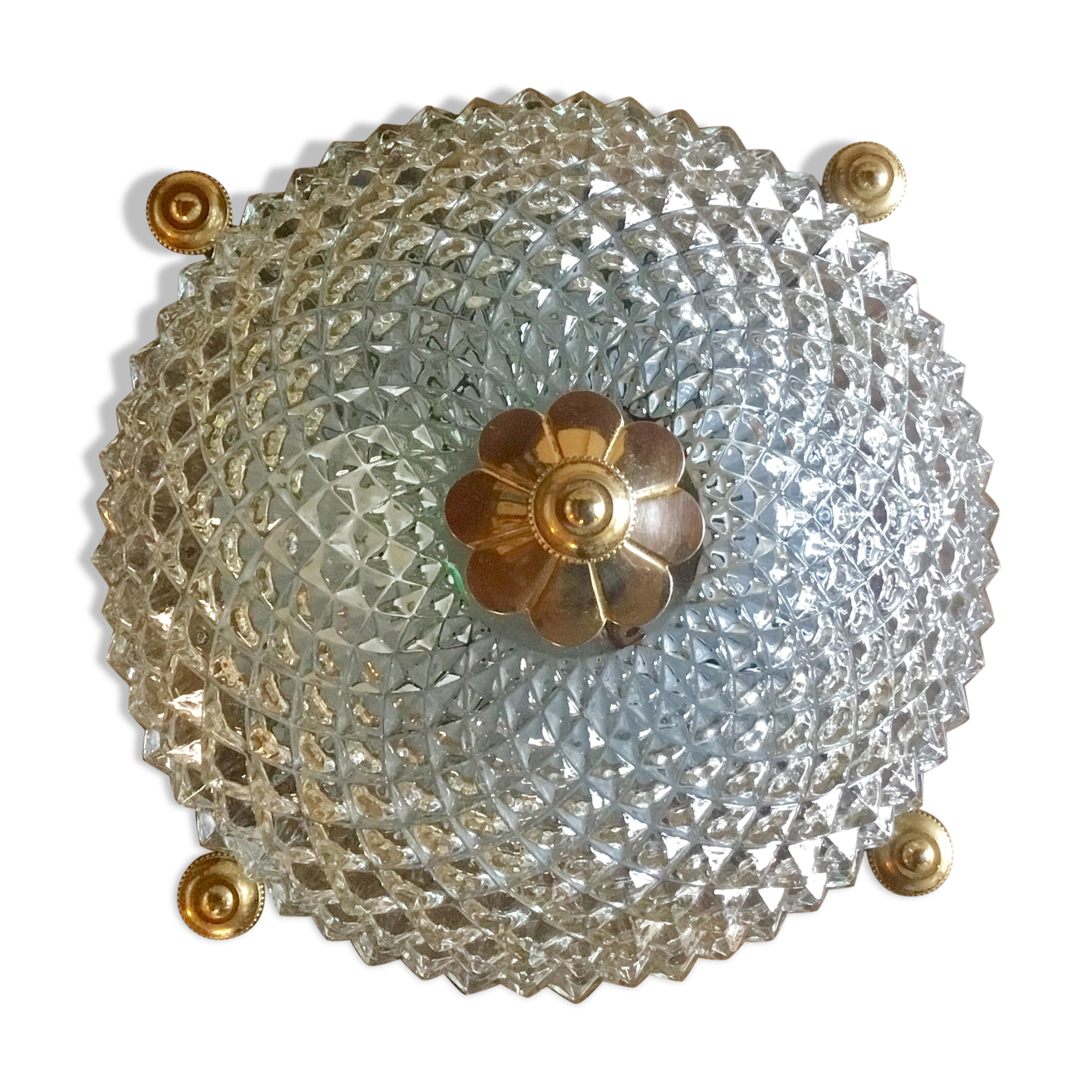 Glass and brass ceiling light