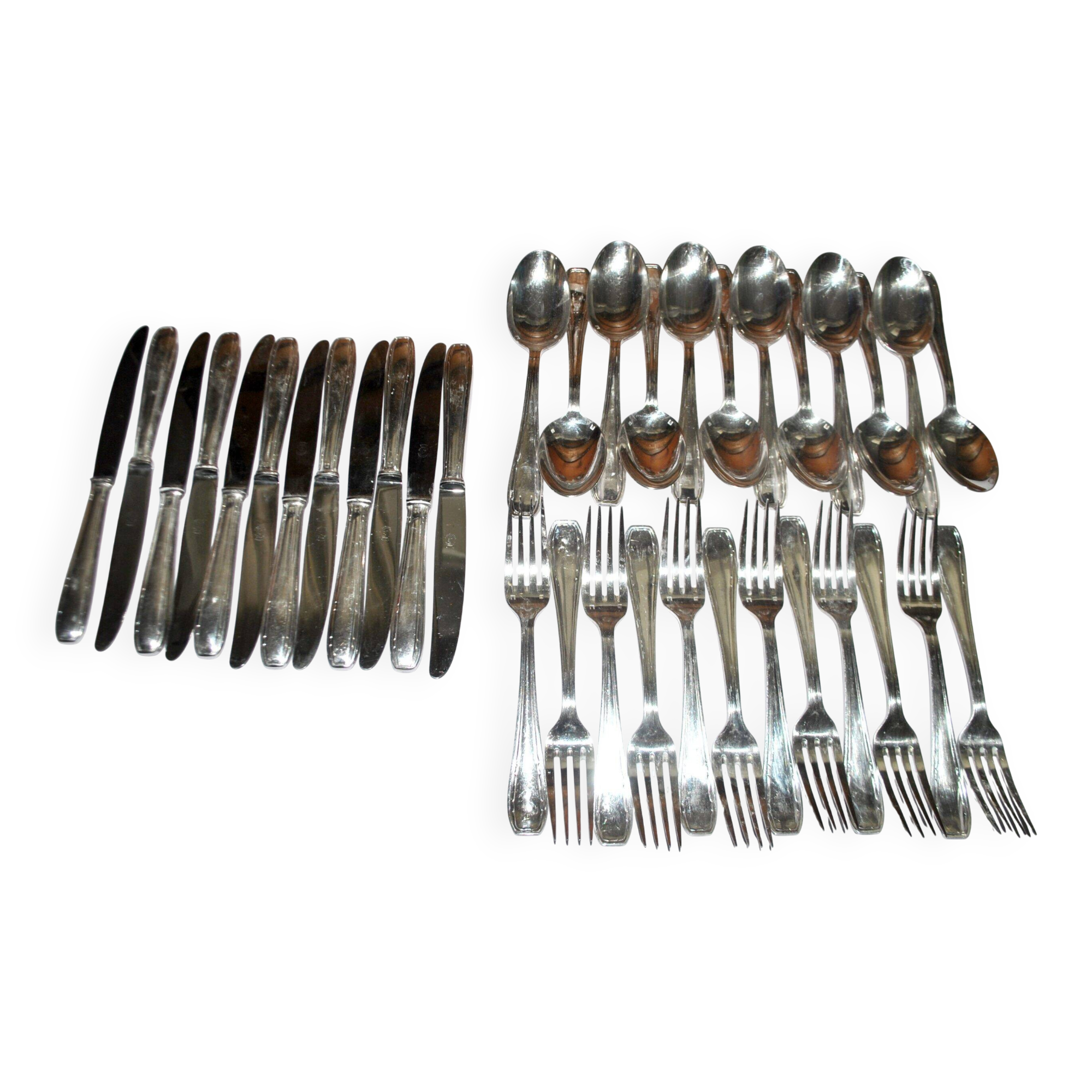 LCF set of 36 silver cutlery for starters and desserts, 1950s design Le Couvert Français