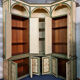 Louis XV Venetian corner bookcase in gilded and lacquered wood circa 1900