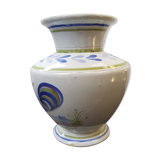 Old vase quimper henriot ceramic white décor blue rooster vintage