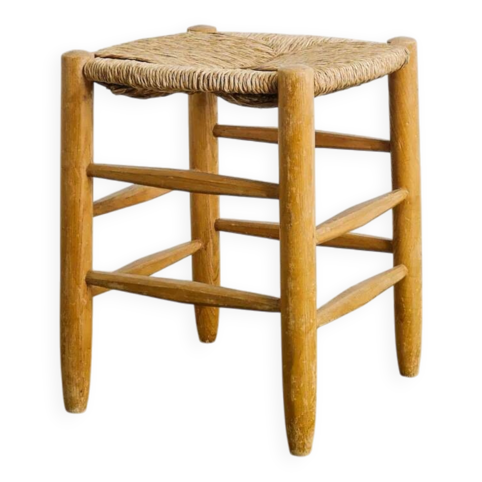 French Mid Century Wooden "N17" Stool by Charlotte Perriand, 1960s