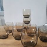 Set of 10 amber glasses