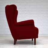 50s, Danish design, refurbished chair, furniture wool, mahogany wood