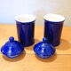 Duo of cobalt blue ceramic pots