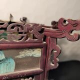Carved wooden lantern and painted glass - China, Late 19th century