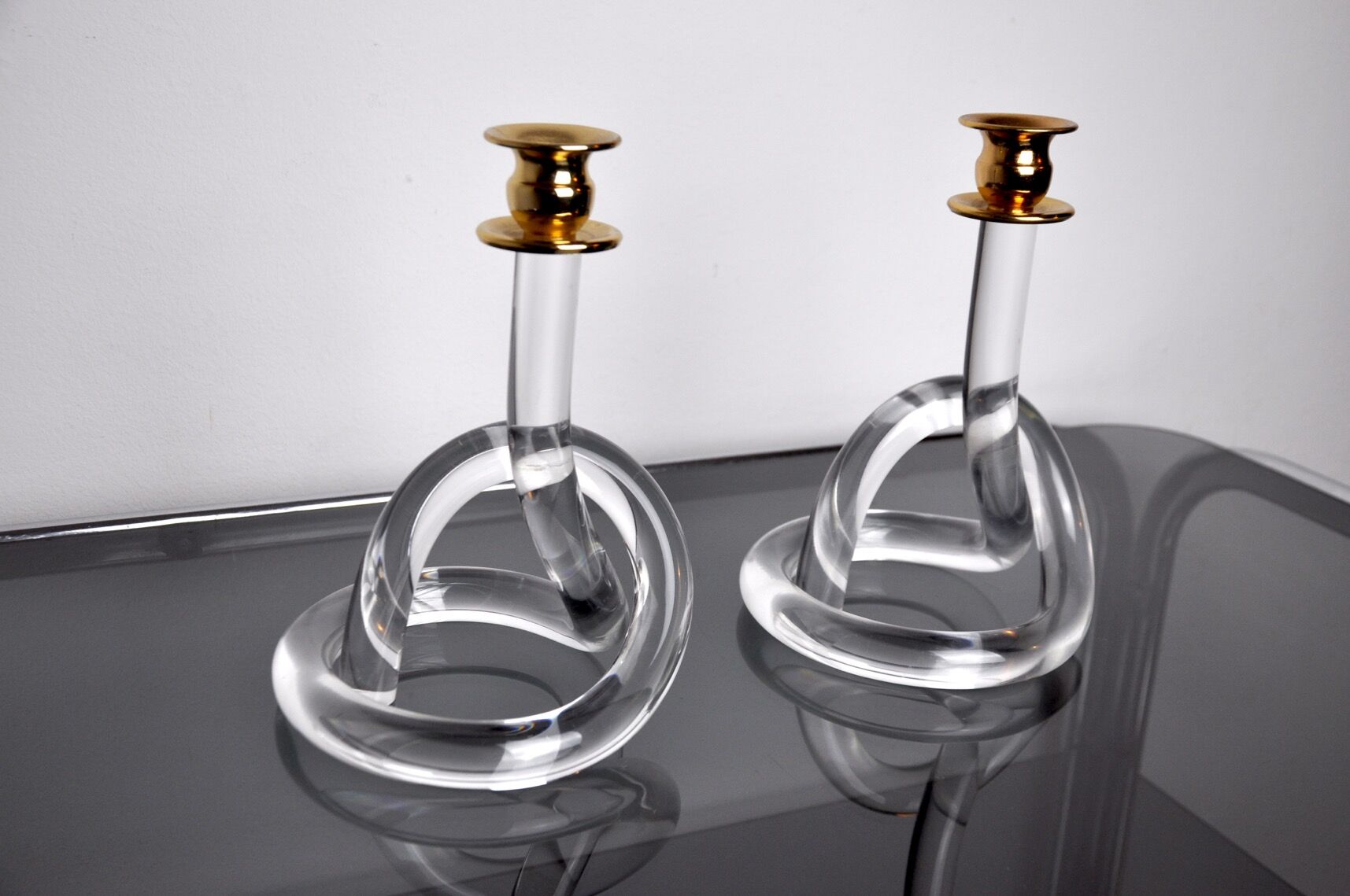 Pair of candle holder Dorothy Thorpe, lucite, 1970