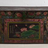 Ancienne malle orientale avec peintures de fleurs de lotus (c.1900)