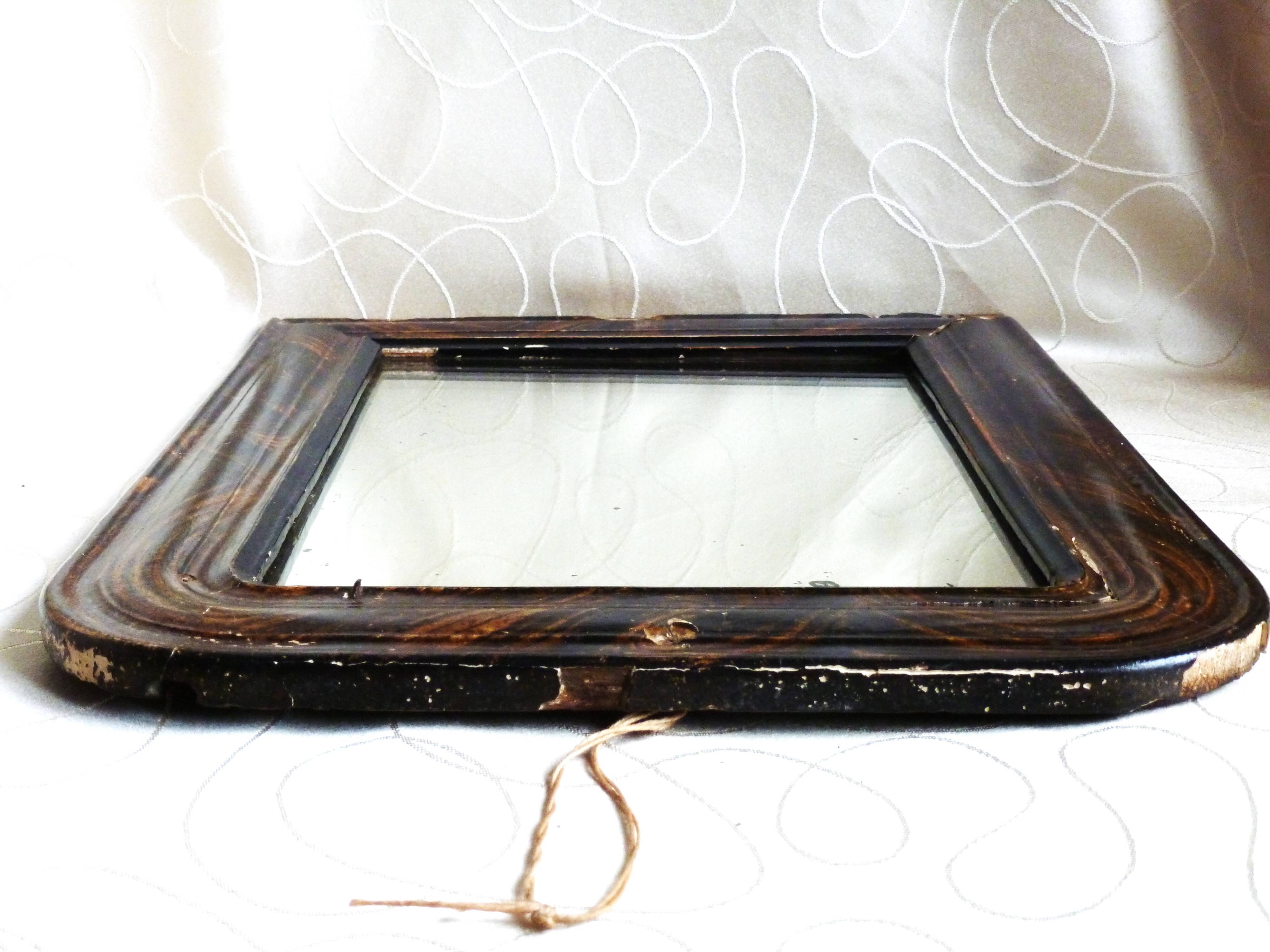 Antique small Louis-Philippe mercury mirror, vintage barber's mirror.