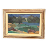 Huile sur panneau d'origine suédoise – « Paysage » par Yngve A‑son – Signé – Vintage et encadré – 65 × 46 cm (25,6" × 18,1")