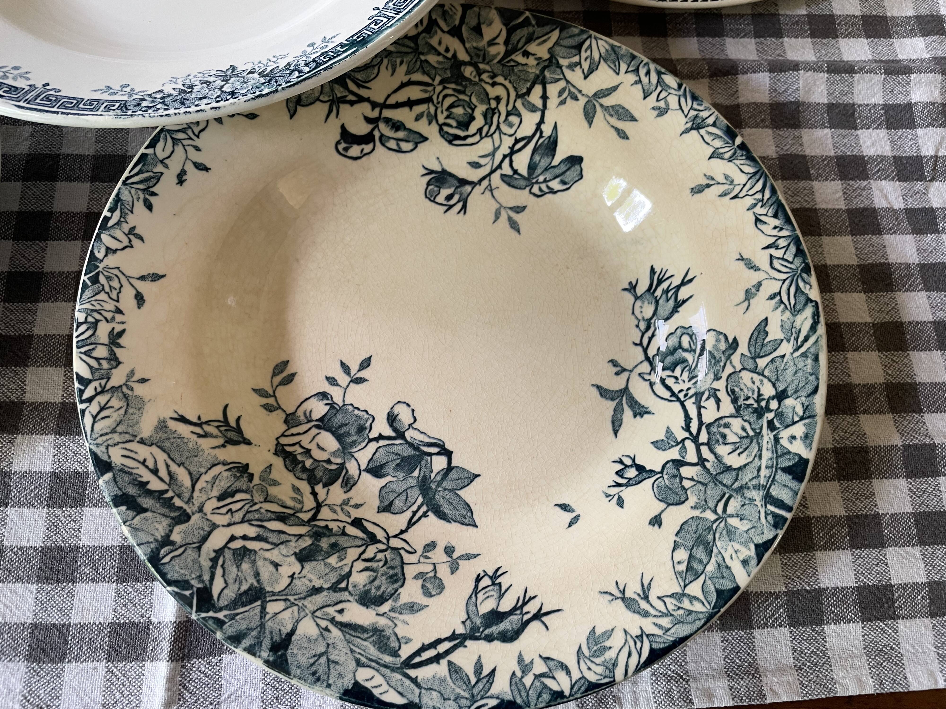 Mismatched ironstone plates