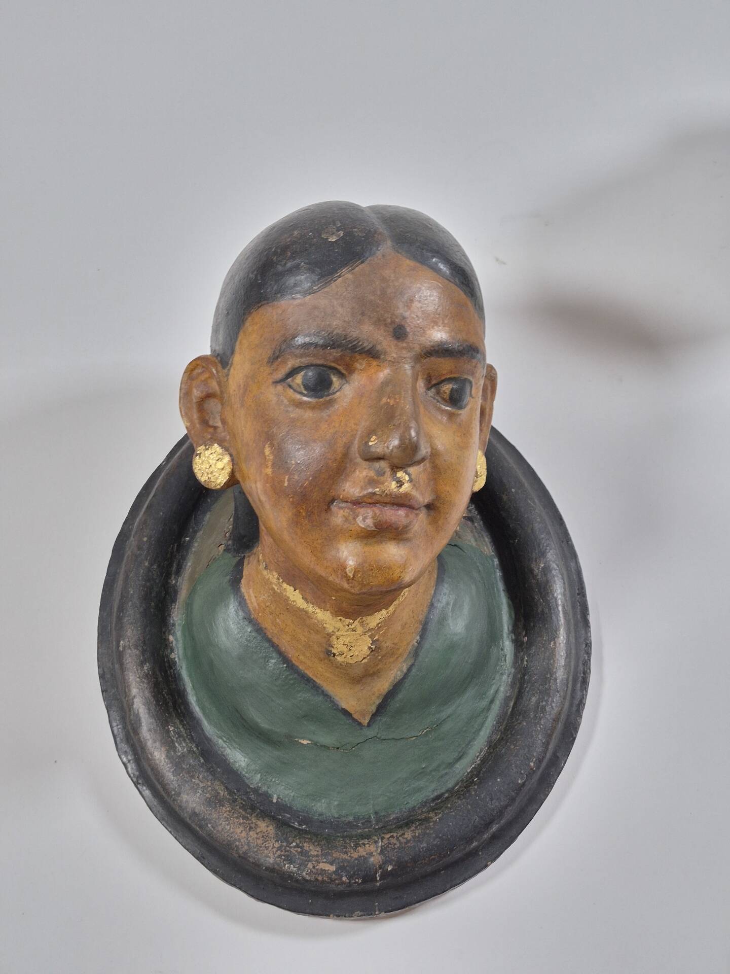 Pair of antique ceramic portrait busts from Rajasthan