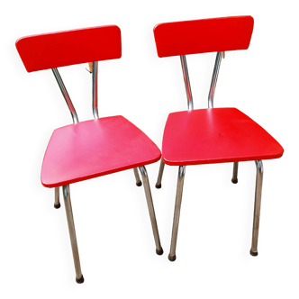 paire de chaises vintage skai rouge