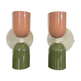 Pair of double lighting wall lights